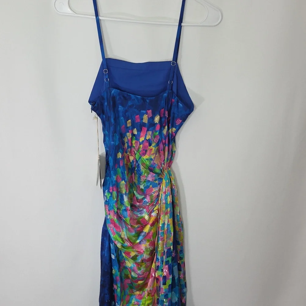 La Fuori Paillet Print Casa Dress In Blooming Sky Size Small NWT - Picture 7 of 14